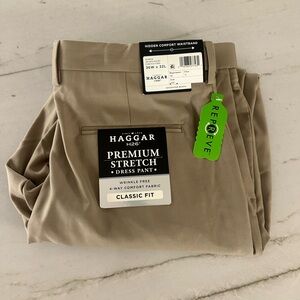 Haggar Men Pants No Iron Khaki Classic Fit 36x32 Premium Waste Classic Fit NWT